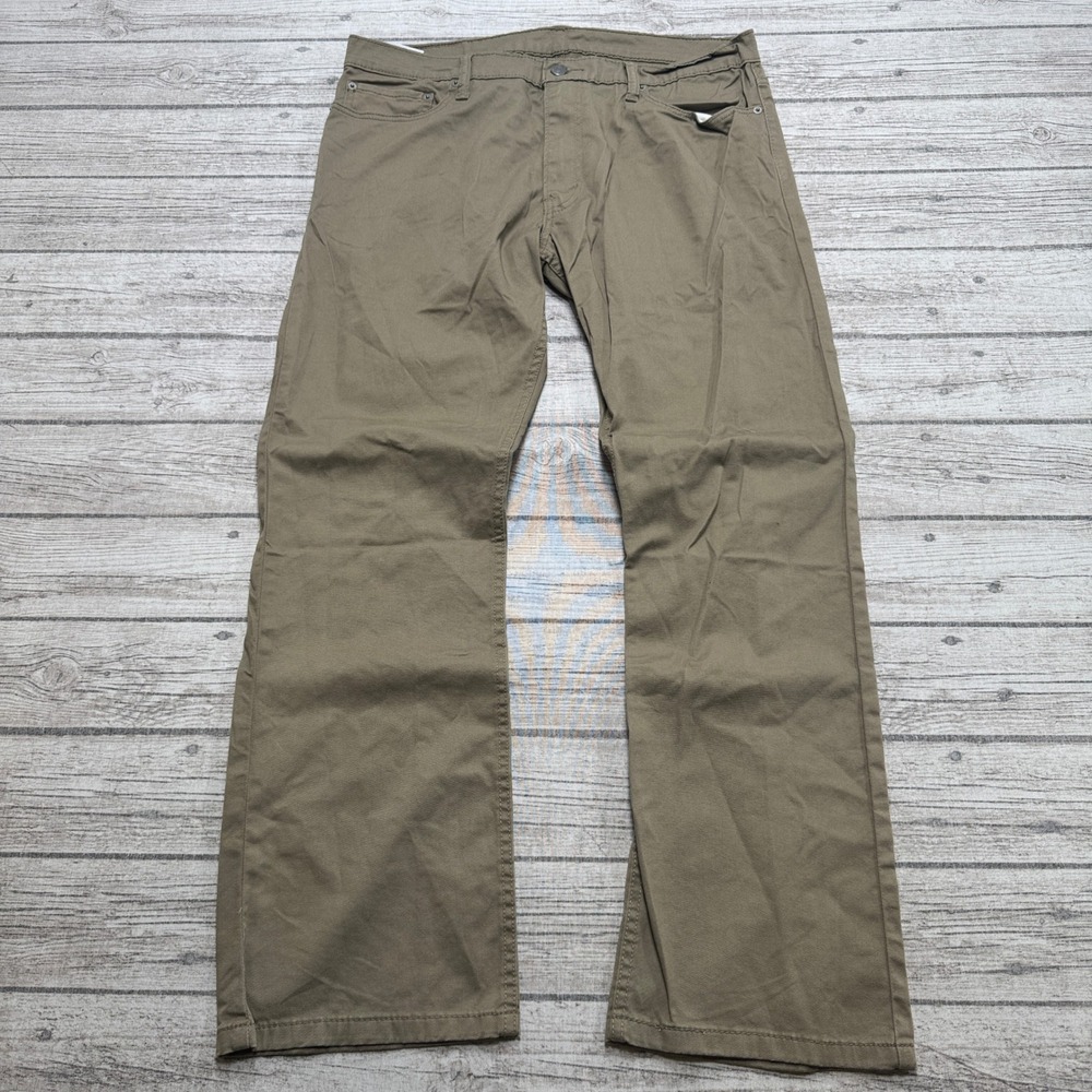Levi's 514 Pants Men's 36x30 Olive Green Straight Fit Mid Rise Cotton Workwear